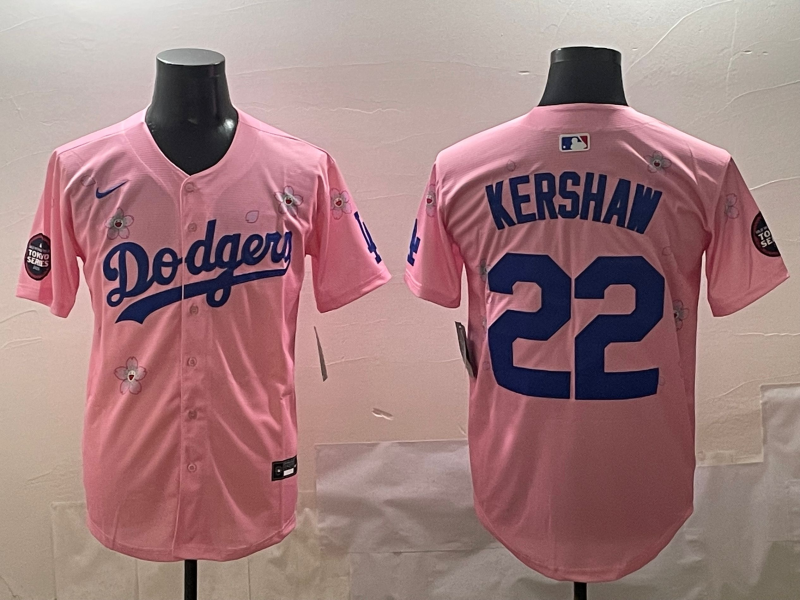 Men's Los Angeles Dodgers Clayton Kershaw #22 Pink Jersey